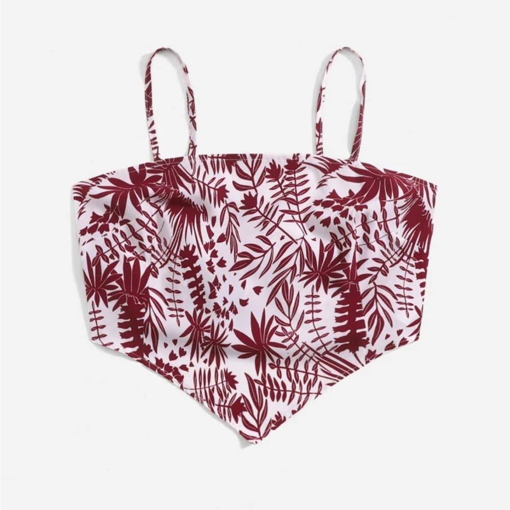 XS Red and white tie back crop top
